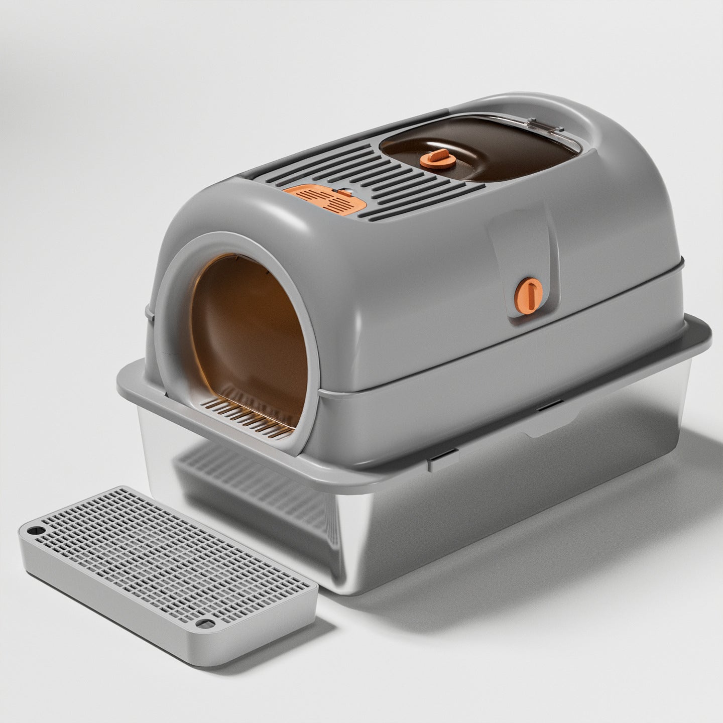 Enclosed Stainless Steel Litter Box